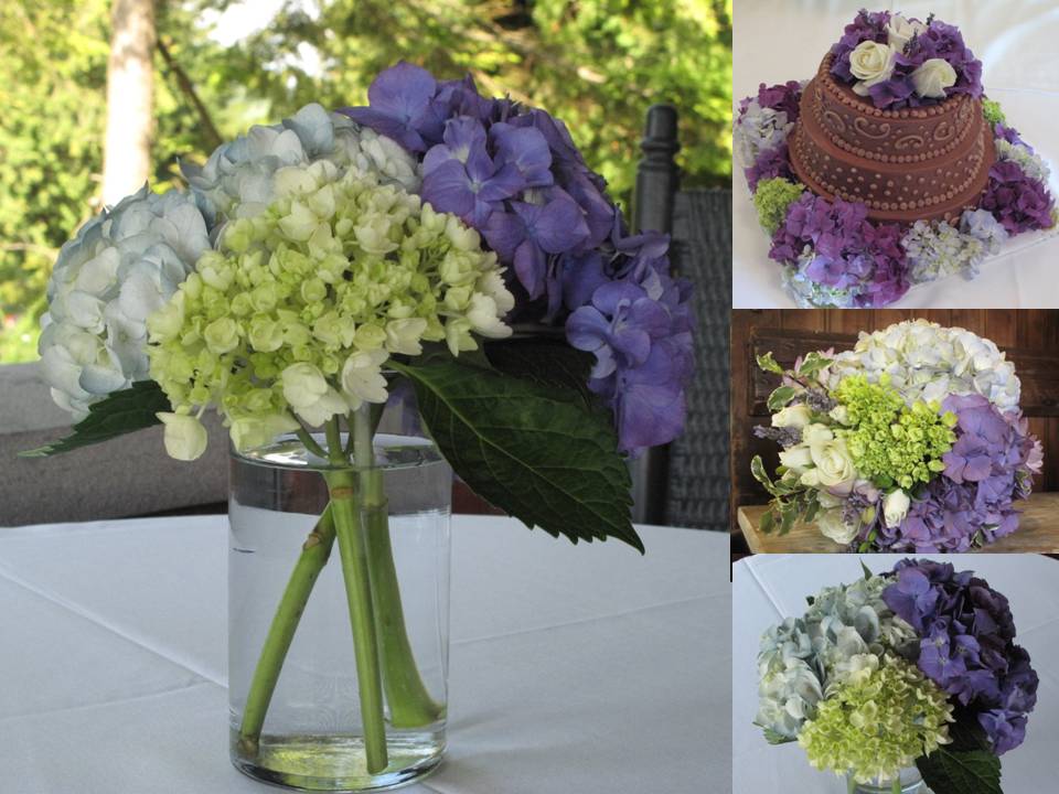 purple hydrangea centerpiece at Shelburne Farms