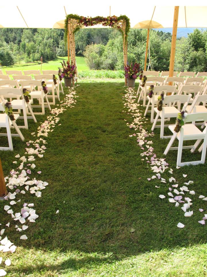 The ceremony took place under a tent even though it turned out to be a