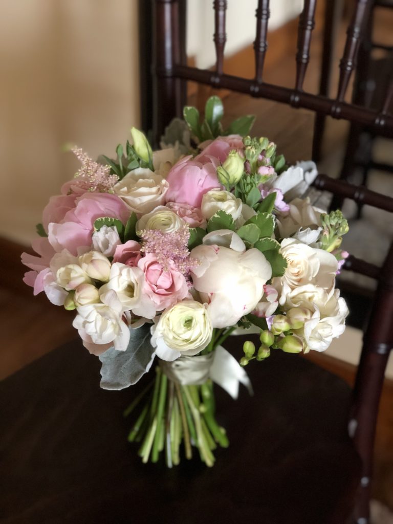 Pink and white bridal bouquet