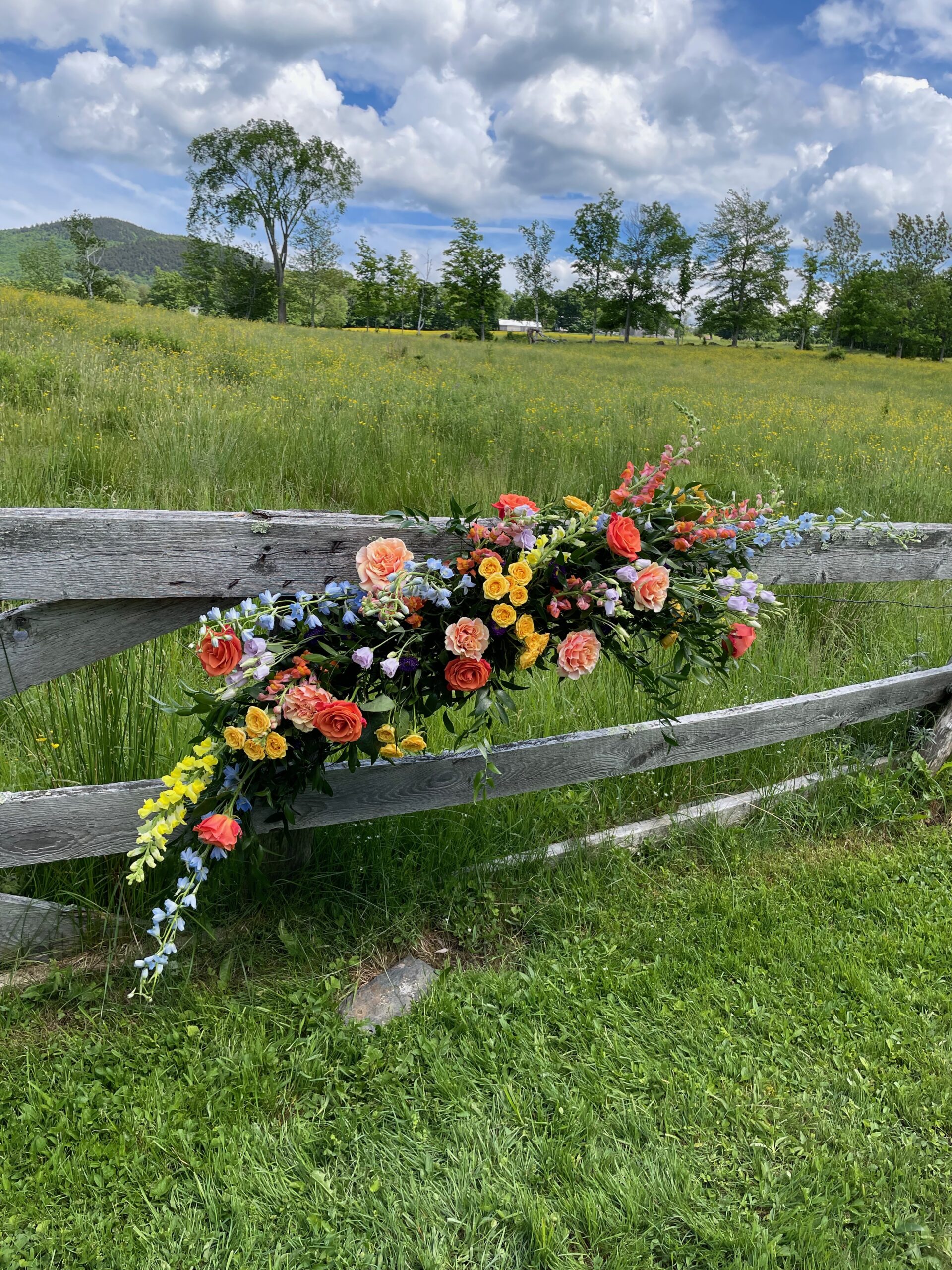 colorful floral design on a fence